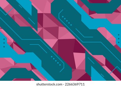 Abstract background with geometric facets and futuristic gradient frame plates. 