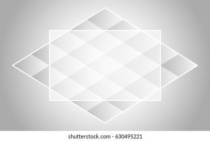 Abstract background with geometric figure of a rhombus from parts with a gray gradient