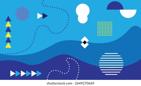 Abstract Background with Geometric Figures in Marine Colors. Graphic design elements and resources vector art