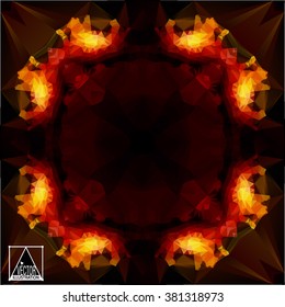 Abstract background with geometric flower . Polygon flower . Mandala . Kaleidoscope .Mosaic patterns to print on silk.