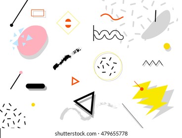 Abstract background with geometric forms and shapes. Memphis design style. Vector illustration.