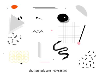 Abstract background with geometric forms and shapes. Memphis design style. Vector illustration.
