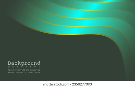 abstract background geometric gradient liquid ornament gold line waves green emerald color for brochure poster banner eps 10