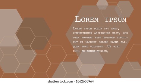 Abstract background with geometric gradient template design. Brown hexagon backdrop of many sizes, vector illustration ESP 10.