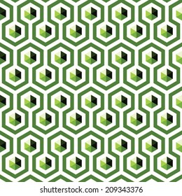 Abstract background, geometric green hexagon seamless pattern