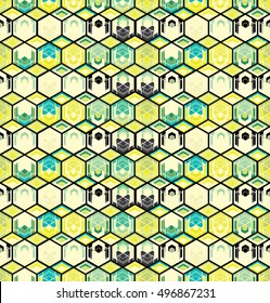 Abstract background, geometric hexagon pattern. Pattern can be used for wallpaper, cover fills, web page background, surface textures. Vector linen texture.