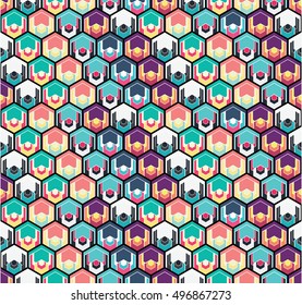 Abstract background, geometric hexagon pattern. Pattern can be used for wallpaper, cover fills, web page background, surface textures. Vector linen texture.