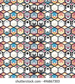 Abstract background, geometric hexagon pattern. Pattern can be used for wallpaper, cover fills, web page background, surface textures. Vector linen texture.