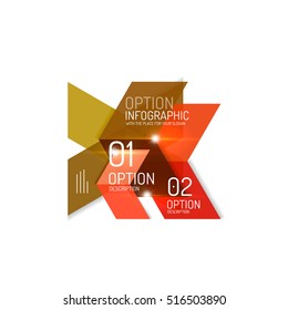 Abstract background, geometric infographic option templates. Vector colorful business presentation or data brochure layouts with sample text