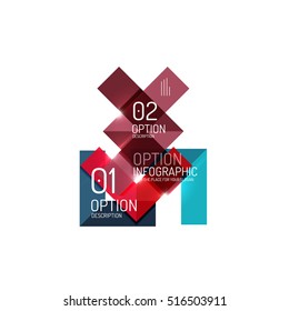 Abstrakter Hintergrund, geometrische Infografik-Optionsvorlagen. Vektorfarbige Geschäftspräsentation oder Datenbroschüren mit Beispieltext
