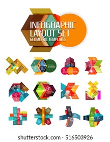 Fondo abstracto, plantillas de opciones de infografía geométrica. Presentación de negocios o diseño de folletos de datos en color vectorial con texto de ejemplo