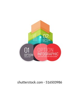 Fondo abstracto, plantillas de opciones de infografía geométrica. Presentación de negocios o diseño de folletos de datos en color vectorial con texto de ejemplo