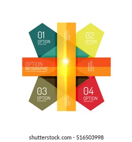 Abstract background, geometric infographic option templates. Vector colorful business presentation or data brochure layouts with sample text