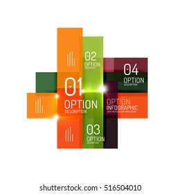 Abstract background, geometric infographic option templates. Vector colorful business presentation or data brochure layouts with sample text
