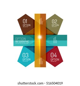Fondo abstracto, plantillas de opciones de infografía geométrica. Presentación de negocios o diseño de folletos de datos en color vectorial con texto de ejemplo