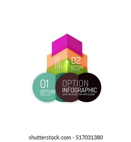 Fondo abstracto, plantillas de opciones de infografía geométrica. Presentación de negocios o diseño de folletos de datos en color vectorial con texto de ejemplo