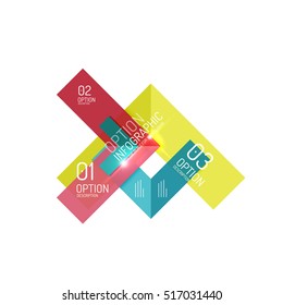 Abstract background, geometric infographic option templates. Vector colorful business presentation or data brochure layouts with sample text