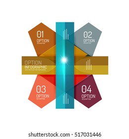 Abstract background, geometric infographic option templates. Vector colorful business presentation or data brochure layouts with sample text