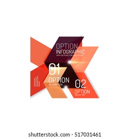 Abstract background, geometric infographic option templates. Vector colorful business presentation or data brochure layouts with sample text