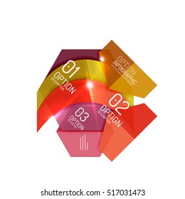 Abstract background, geometric infographic option templates. Vector colorful business presentation or data brochure layouts with sample text