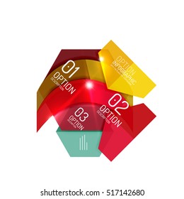 Abstract background, geometric infographic option templates. Vector colorful business presentation or data brochure layouts with sample text
