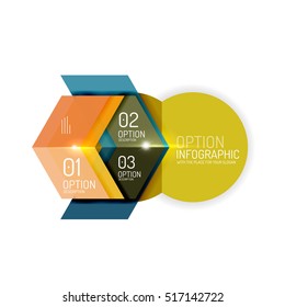 Abstract background, geometric infographic option templates. Vector colorful business presentation or data brochure layouts with sample text