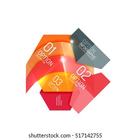 Fondo abstracto, plantillas de opciones de infografía geométrica. Presentación de negocios o diseño de folletos de datos en color vectorial con texto de ejemplo