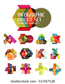 Abstract background, geometric infographic option templates. Vector colorful business presentation or data brochure layouts with sample text