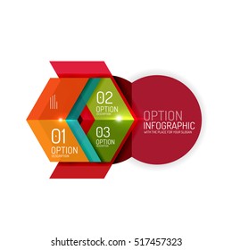 Abstract background, geometric infographic option templates. Vector colorful business presentation or data brochure layouts with sample text