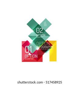 Abstract background, geometric infographic option templates. Vector colorful business presentation or data brochure layouts with sample text