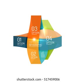 Abstrakter Hintergrund, geometrische Infografik-Optionsvorlagen. Vektorfarbige Geschäftspräsentation oder Datenbroschüren mit Beispieltext