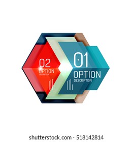 Abstract background, geometric infographic option templates. Vector colorful business presentation or data brochure layouts with sample text