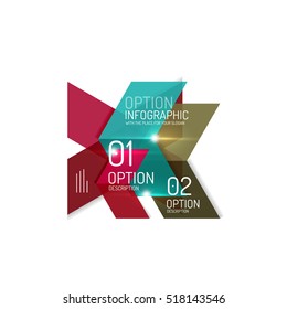 Fondo abstracto, plantillas de opciones de infografía geométrica. Presentación de negocios o diseño de folletos de datos en color vectorial con texto de ejemplo