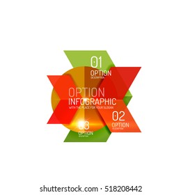Abstract background, geometric infographic option templates. Vector colorful business presentation or data brochure layouts with sample text