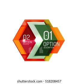 Abstract background, geometric infographic option templates. Vector colorful business presentation or data brochure layouts with sample text