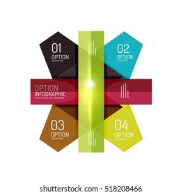 Fondo abstracto, plantillas de opciones de infografía geométrica. Presentación de negocios o diseño de folletos de datos en color vectorial con texto de ejemplo