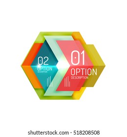 Abstract background, geometric infographic option templates. Vector colorful business presentation or data brochure layouts with sample text