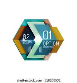 Abstract background, geometric infographic option templates. Vector colorful business presentation or data brochure layouts with sample text