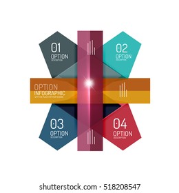 Abstract background, geometric infographic option templates. Vector colorful business presentation or data brochure layouts with sample text