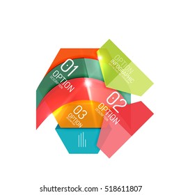 Abstract background, geometric infographic option templates. Vector colorful business presentation or data brochure layouts with sample text