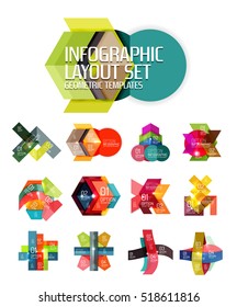 Abstract background, geometric infographic option templates. Vector colorful business presentation or data brochure layouts with sample text