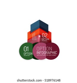 Abstract background, geometric infographic option templates. Vector colorful business presentation or data brochure layouts with sample text