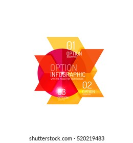 Abstract background, geometric infographic option templates. Vector colorful business presentation or data brochure layouts with sample text