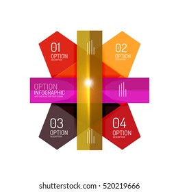 Abstract background, geometric infographic option templates. Vector colorful business presentation or data brochure layouts with sample text