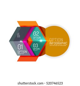 Abstract background, geometric infographic option templates. Vector colorful business presentation or data brochure layouts with sample text