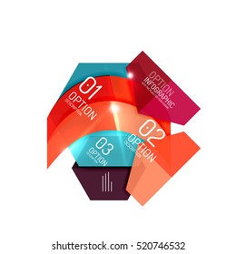 Abstract background, geometric infographic option templates. Vector colorful business presentation or data brochure layouts with sample text