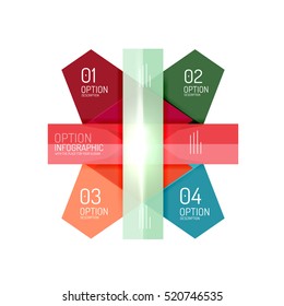 Abstract background, geometric infographic option templates. Vector colorful business presentation or data brochure layouts with sample text