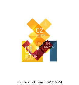 Abstract background, geometric infographic option templates. Vector colorful business presentation or data brochure layouts with sample text
