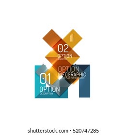 Abstract background, geometric infographic option templates. Vector colorful business presentation or data brochure layouts with sample text