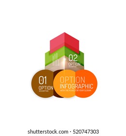 Fondo abstracto, plantillas de opciones de infografía geométrica. Presentación de negocios o diseño de folletos de datos en color vectorial con texto de ejemplo